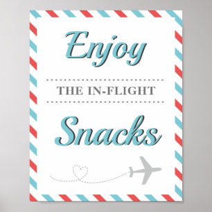 Snacks-Essen-Tisch-Reise-Flugzeug-Fluggesellschaft Poster