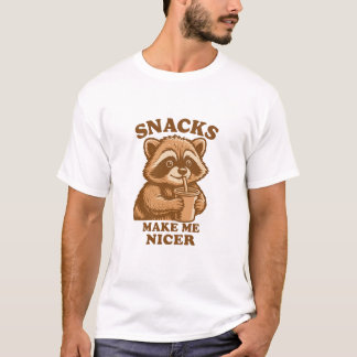 Snacks machen mich netter Lustiger Waschbär T-Shirt