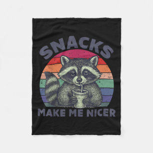 Snacks machen mich netter Waschbär Tier Sarkastisc Fleecedecke