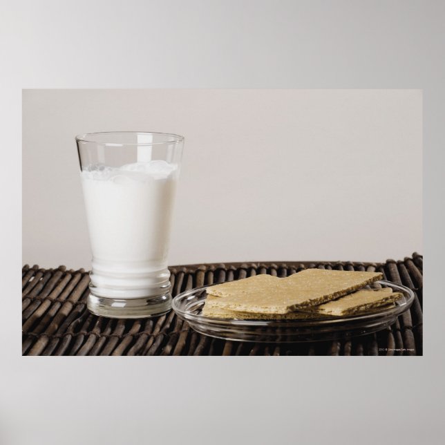 Snacks mit einem Glas Milch Poster (Vorne)