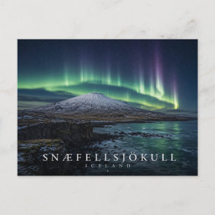 Snæfellsjökull-Gletschervulkan Island Aurora Postkarte