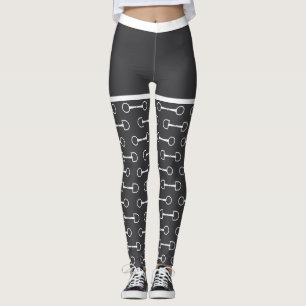 Snaffle Bits Gray and White Horse Leggings