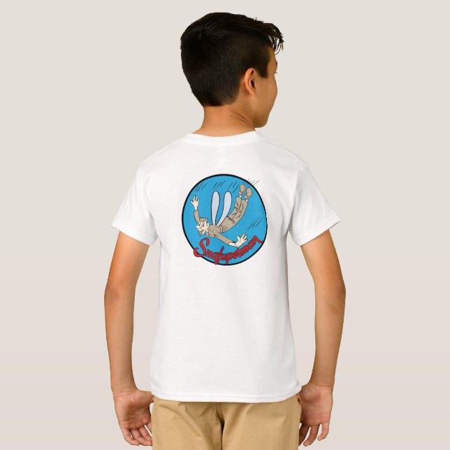 Snafuperman P-38 Lightning Cartoon Noseart T-Shirt (Schwarz voll)
