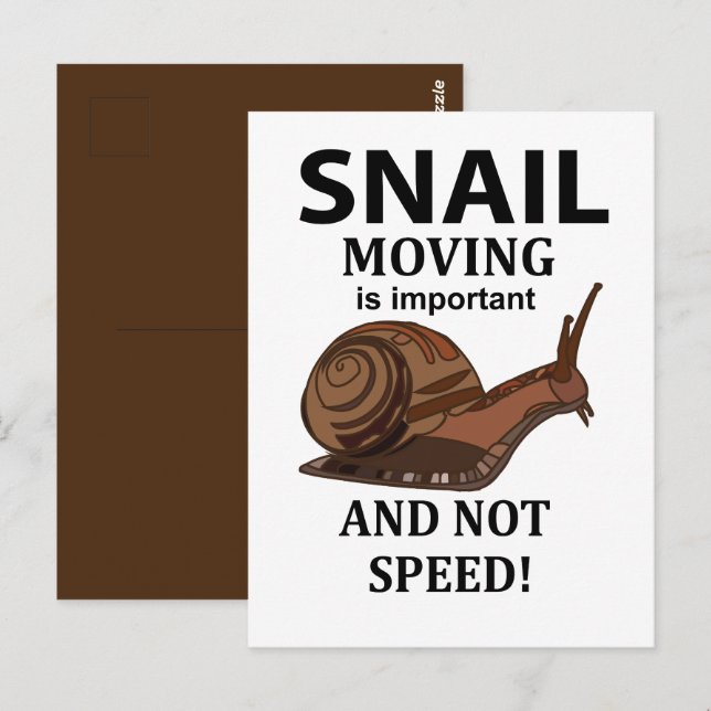 Snail Animal Quote Typografie Postkarte (Vorne/Hinten)