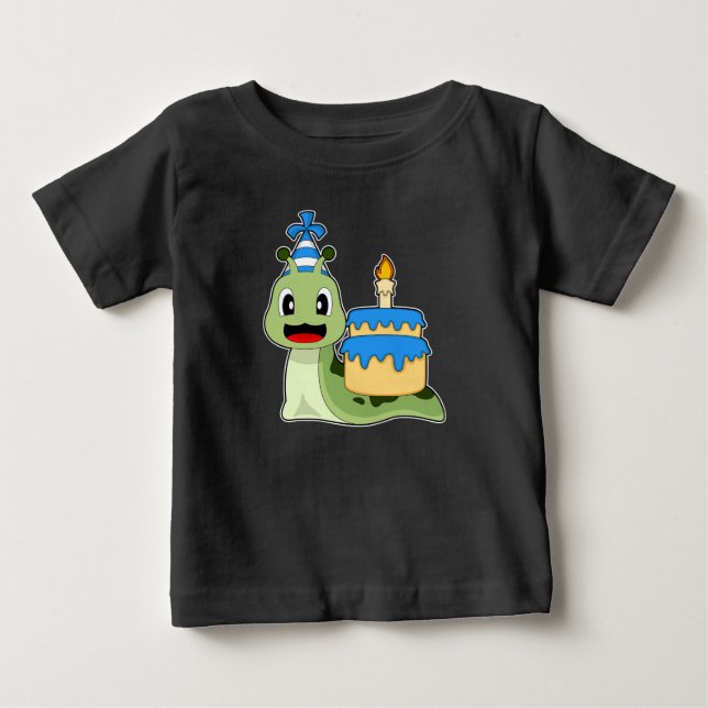 Snail Birthday Candle Cake Baby T-shirt (Vorderseite)