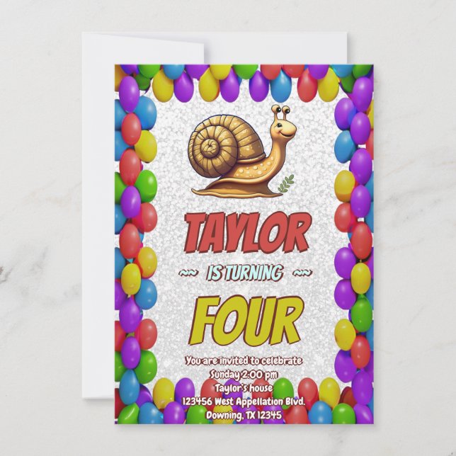 Snail Einzigartiger Personalisierter Geburtstag Ei Einladung (Vorderseite)