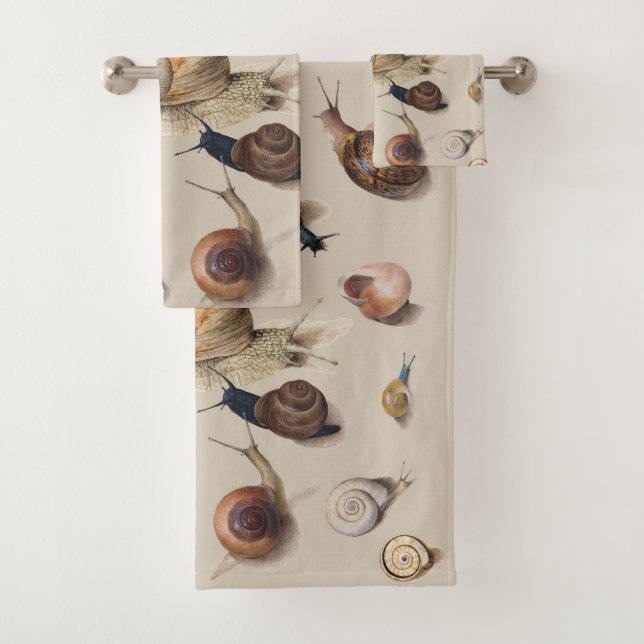 Snail Garden Haustier Gastropod Seven Lug Botanisc Badhandtuch Set (Insitu)