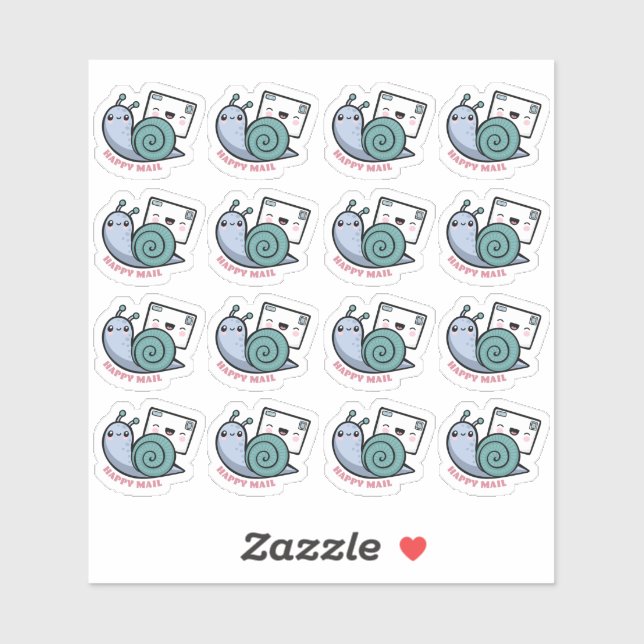 Snail Happy Mail Custom-Cut Vinyl Sticker (Blatt)