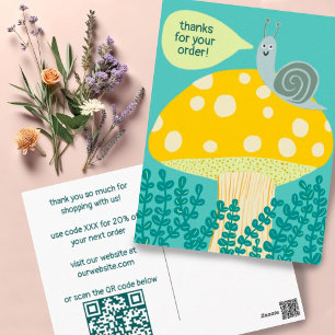 Snail Magical Mushroom CUSTOM Order Danke QR Postkarte