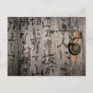 Snail Mail Escargot über Asiatische Kalligrafie Postkarte