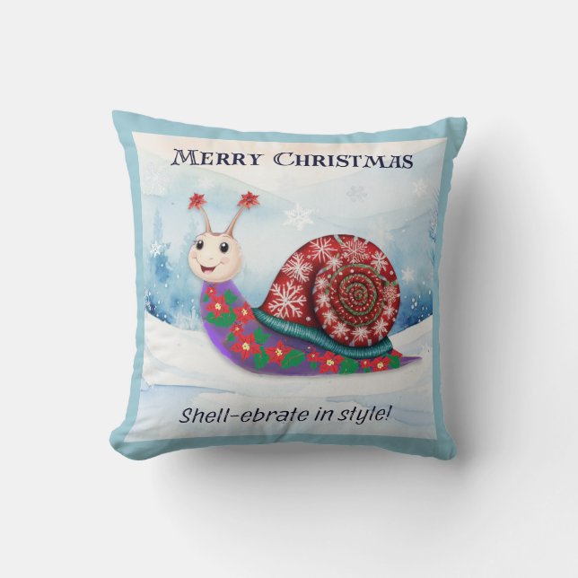 Snail Pun Humour Frohe Weihnachten Personalisiert Kissen (Vorderseite)