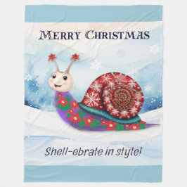 Snail Pun Humour Funny Frohe Weihnachtsbild Fleecedecke