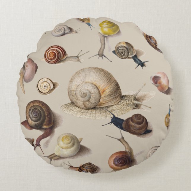 Snail Slug Garden Pet Gastropod Botanical Snails Rundes Kissen (Vorderseite)