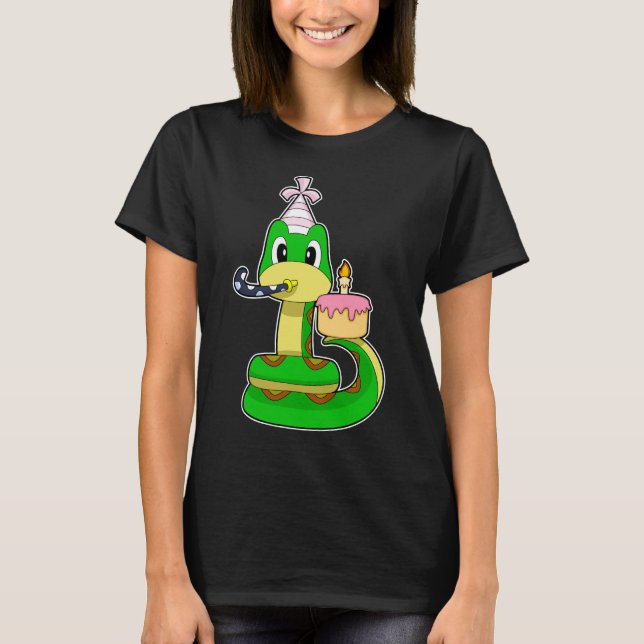 Snake Birthday Cake Candle T-Shirt (Vorderseite)