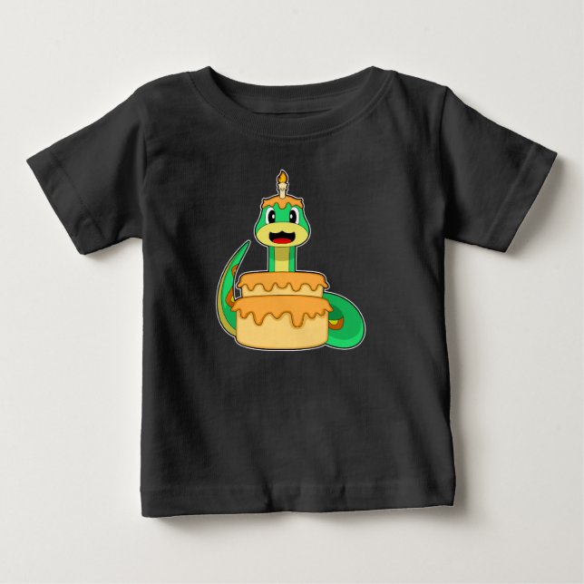 Snake Birthday Candle Cake Baby T-shirt (Vorderseite)