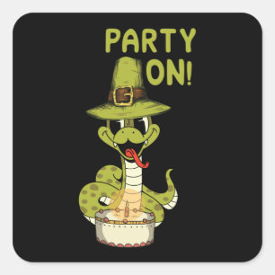 Snake Birthday Party Quadratischer Aufkleber