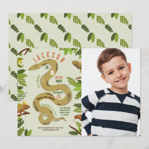Snake Birthday Party Reptiles Jungle Foto Einladung
