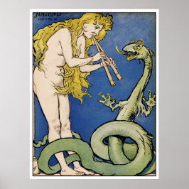 Snake Charmer - Jugendstil Vintage Kunst Poster