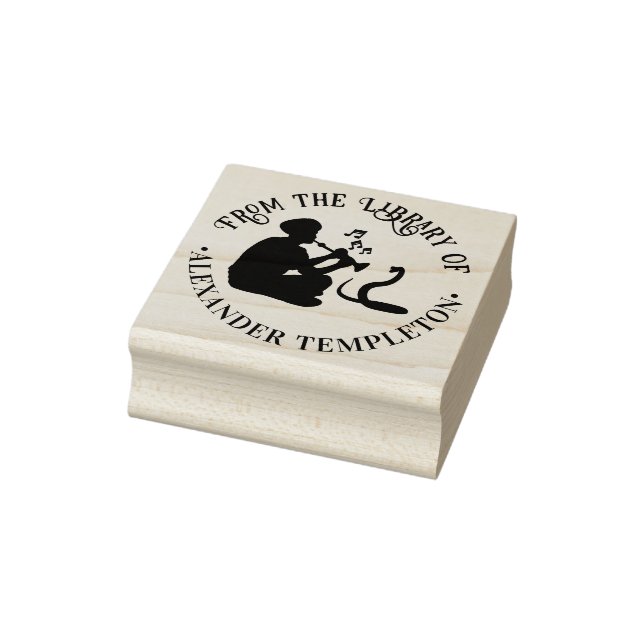 Snake Charmer und Cobra Round Library Name Gummistempel (Stempel)