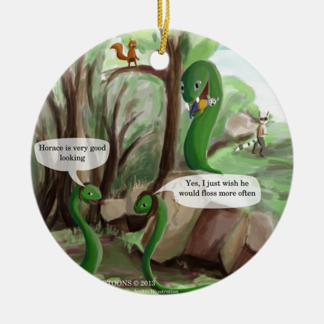 Snake Dental Issues Funny Keramik Ornament (Vorne)