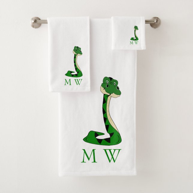 Snake Design Monogrammed Badhandtuch Set (Insitu)