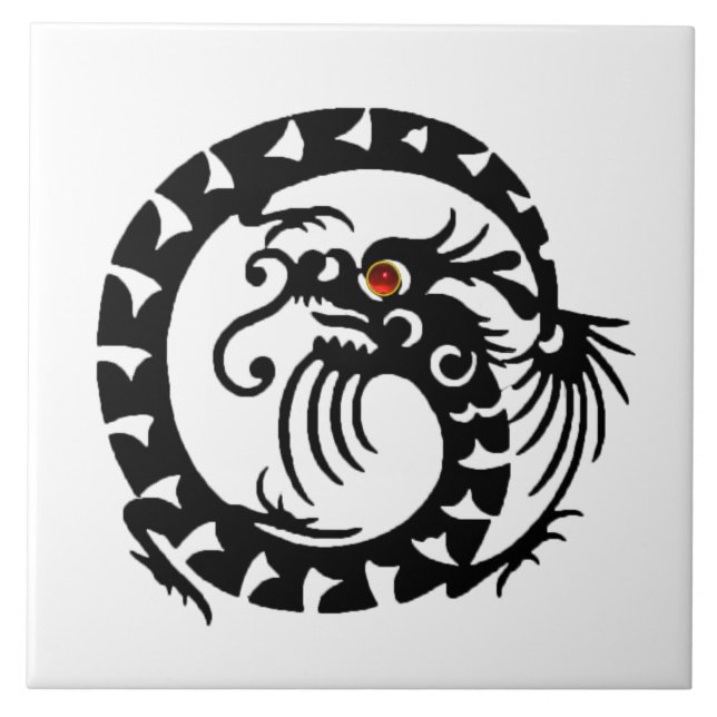 SNAKE DRAGON, Black White Red Fliese (Vorderseite)