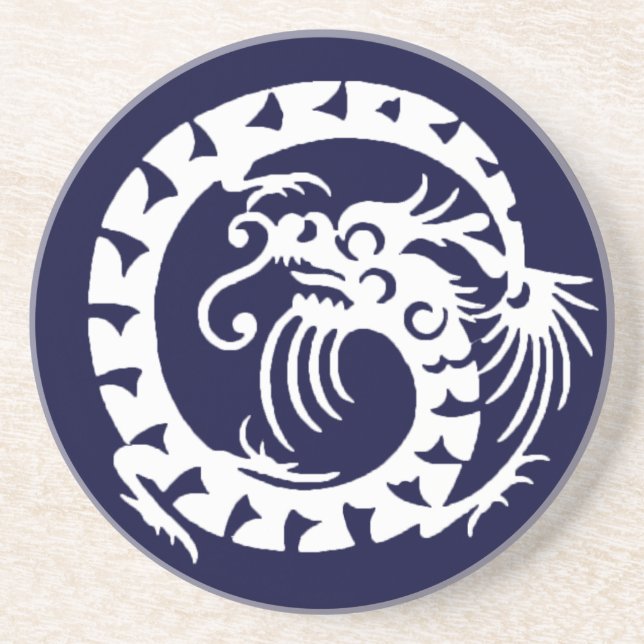 SNAKE DRAGON, blau und weiß Untersetzer (Vorne)