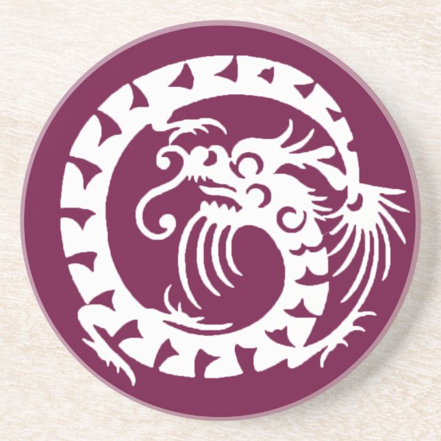 SNAKE DRAGON, lila und weiß Getränkeuntersetzer (Vorne)