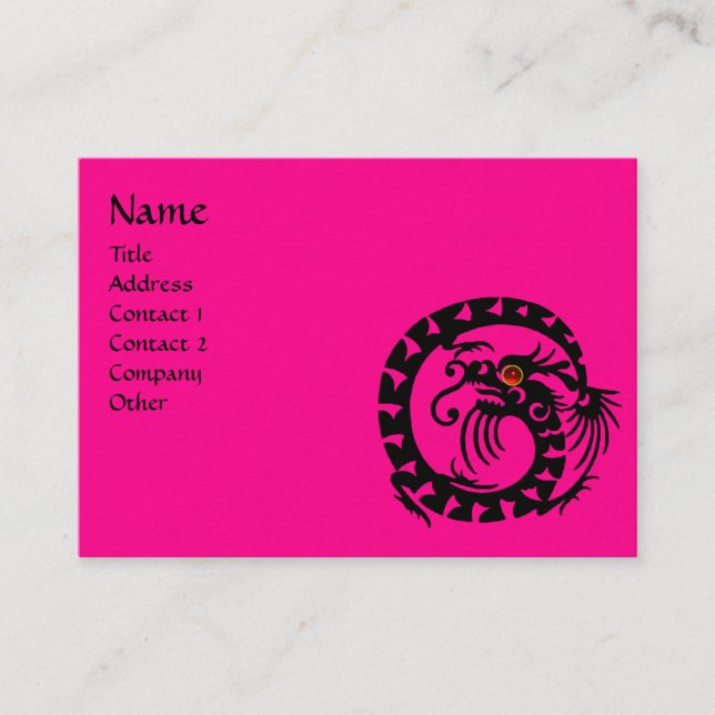 SNAKE DRAGON RUBY Schwarz-Weiß-Rosa Visitenkarte (Vorderseite)