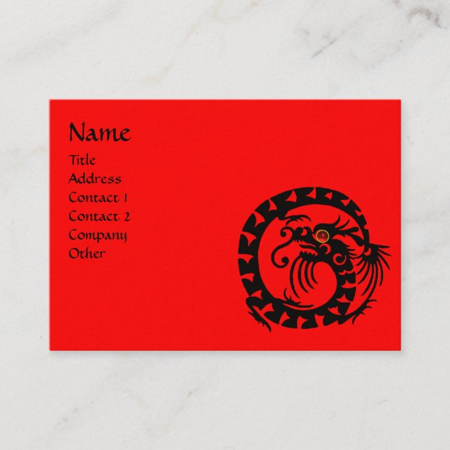 SNAKE DRAGON RUBY schwarz-weiß rot Visitenkarte (Vorderseite)