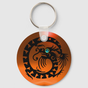 SNAKE DRAGON, schwarz, blau agieren, orange gelb Schlüsselanhänger