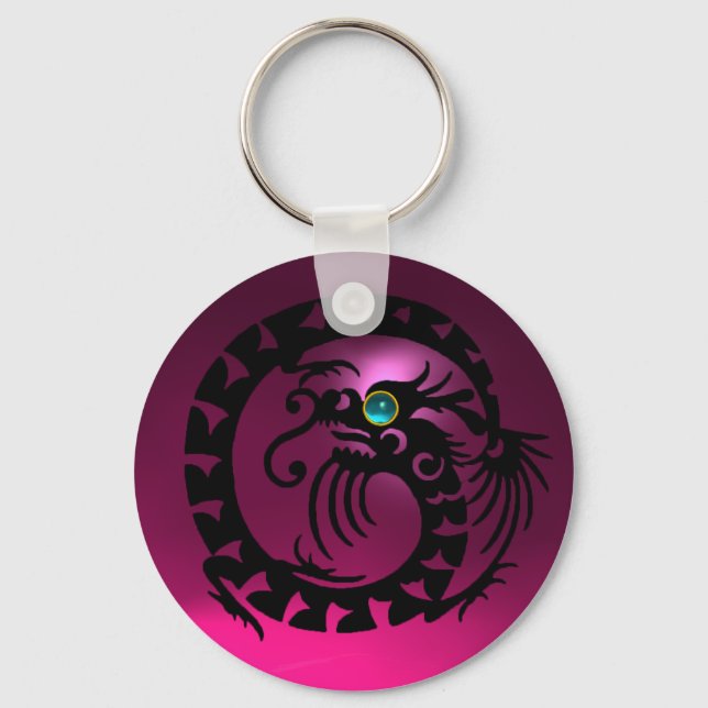 SNAKE DRAGON, schwarz, blau, aquamarin, rosa Ameth Schlüsselanhänger (Vorderseite)