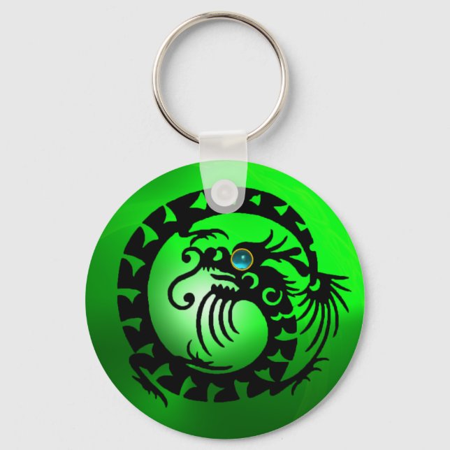 SNAKE DRAGON, schwarz, blau, aquamarin, smaragdgrü Schlüsselanhänger (Vorderseite)