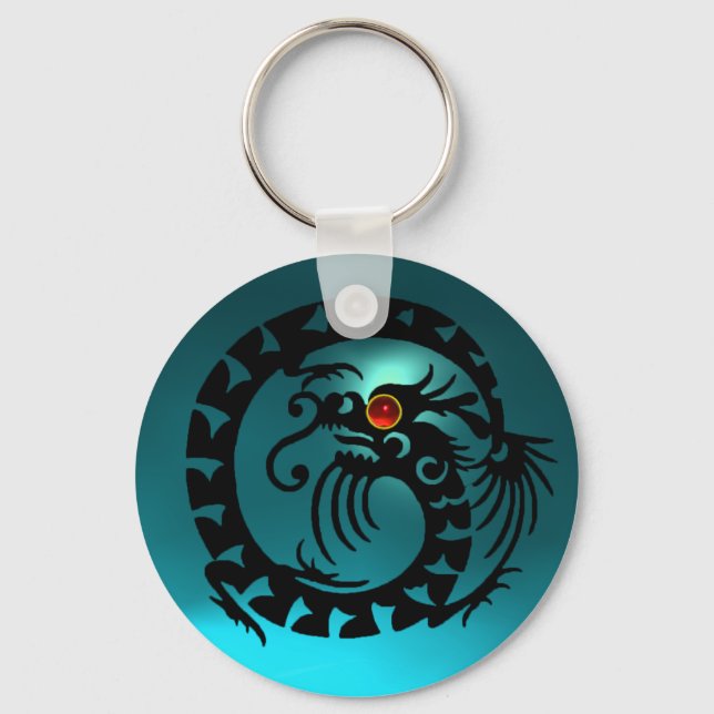 SNAKE DRAGON, schwarz, rot, rubinrot, blau, aquama Schlüsselanhänger (Vorderseite)