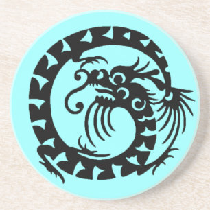 SNAKE DRAGON, schwarz und blau Sandstein Untersetzer