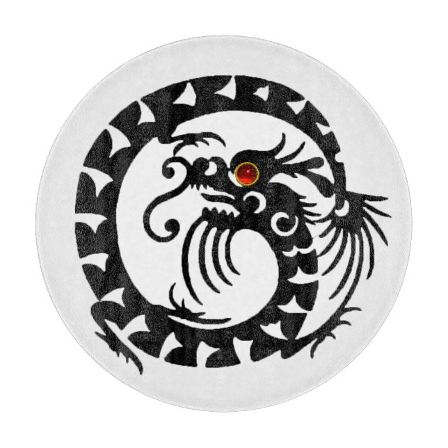 SNAKE DRAGON, Schwarz, Weiß, Rot Schneidebrett (Vorderseite)