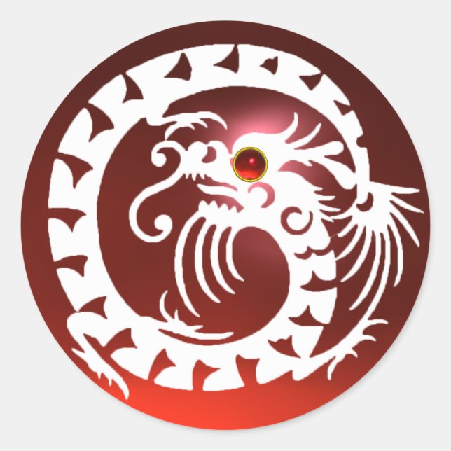 SNAKE DRAGON, weiß, rot Runder Aufkleber (Vorderseite)