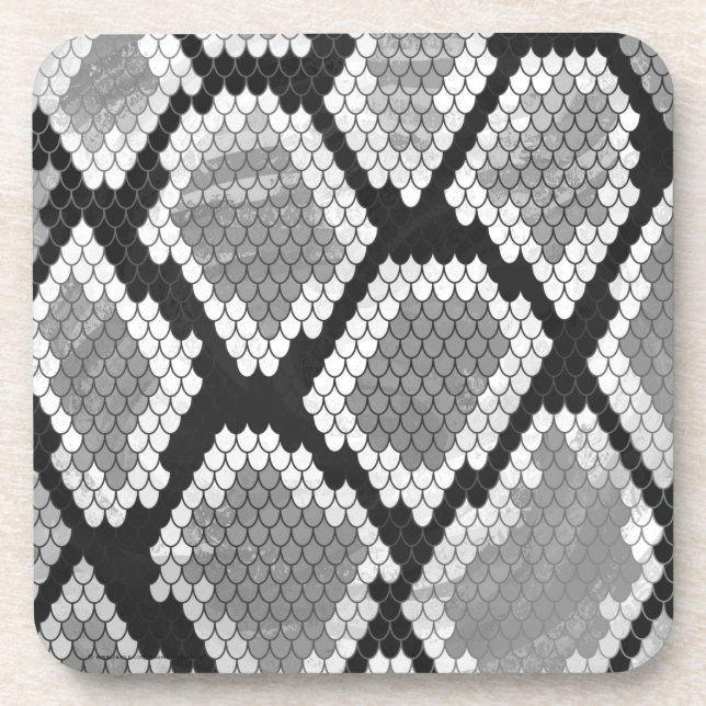 Snake Gray, White and Black Print Getränkeuntersetzer (Vorderseite)