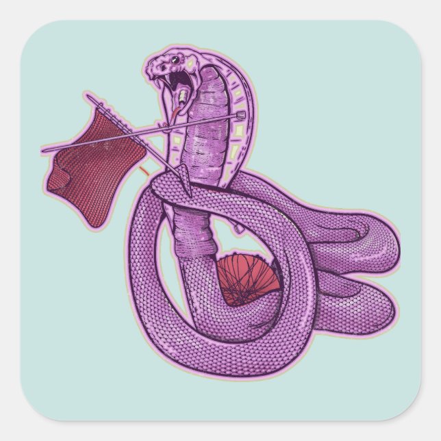 Snake Knitting Quadratischer Aufkleber (Vorderseite)