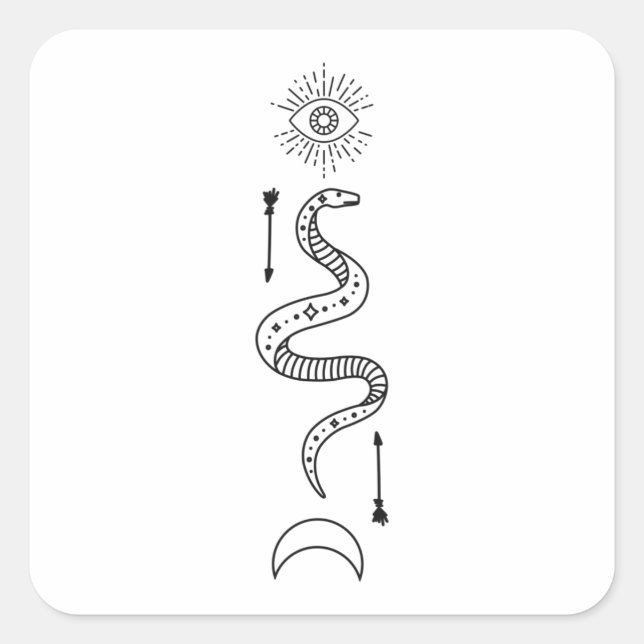 Snake Occultisc Symbol Gothic Wicca Quadratischer Aufkleber (Vorderseite)
