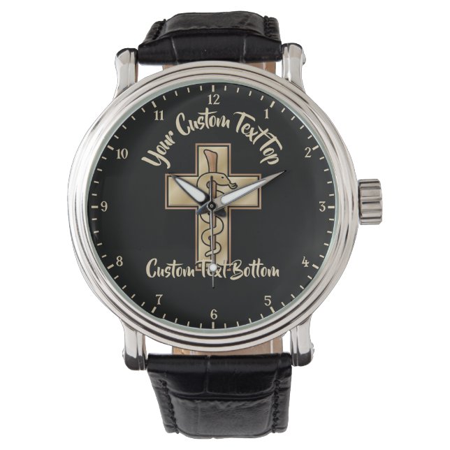 Snake on Cross Armbanduhr (Vorderseite)