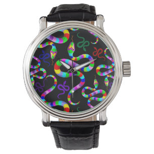 Snake Psychedelic Rainbow Colors Armbanduhr