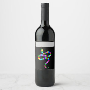 Snake Psychedelic Rainbow Colors Weinetikett