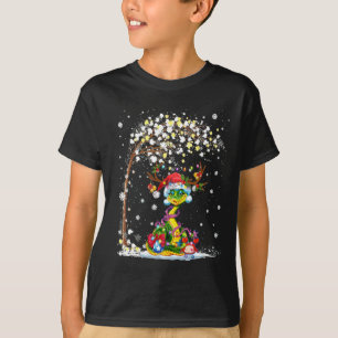 Snake Reindeer Hat Weihnachtsbaum Funny Xmas T-Shirt