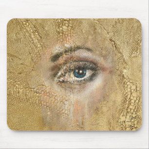 Snake Skin Blue Eyes Gold Computer Mousepad