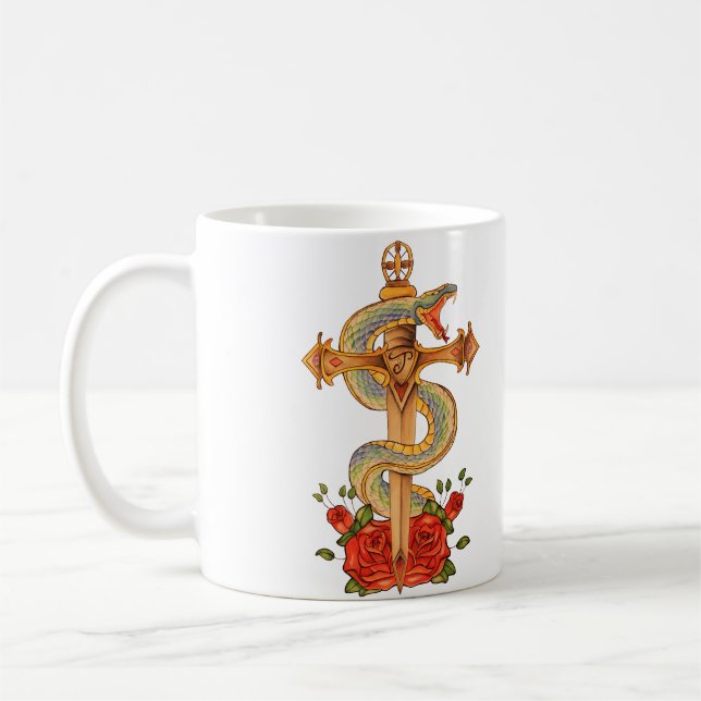 Snake tattoo design mugg kaffeetasse (Links)