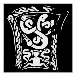Snake Witch viking stone Gotland ancient history r Poster