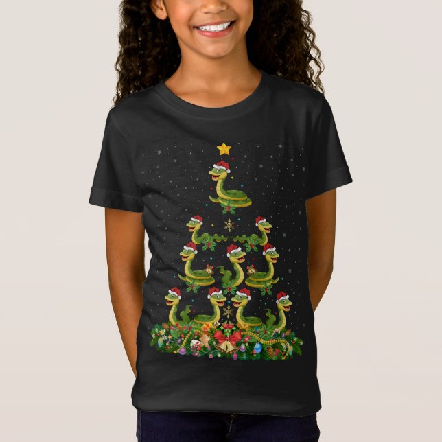Snake Xmas Tree Geschenk Weihnachtsmannmütze Schla T-Shirt (Vorderseite)