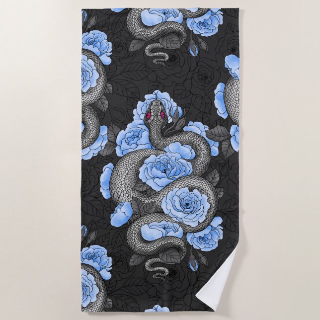 Snakes and blue roses strandtuch (Vorderseite)