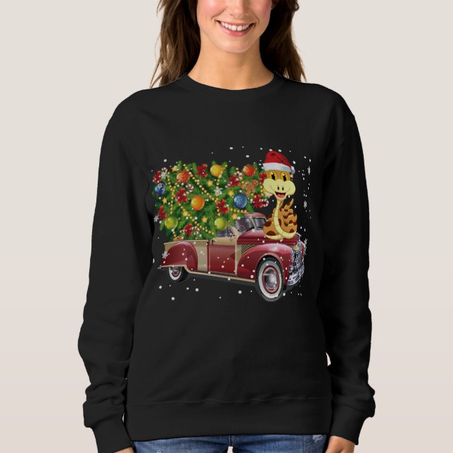 Snakes Rides Red Truck Weihnachtsbaum Weihnachtsge Sweatshirt (Vorderseite)